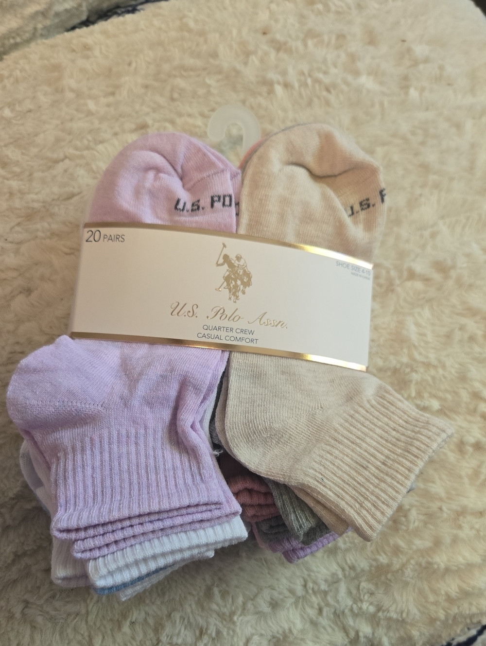 U.S. Polo Assn. Women's Pastel Crew Socks - Pack of 20